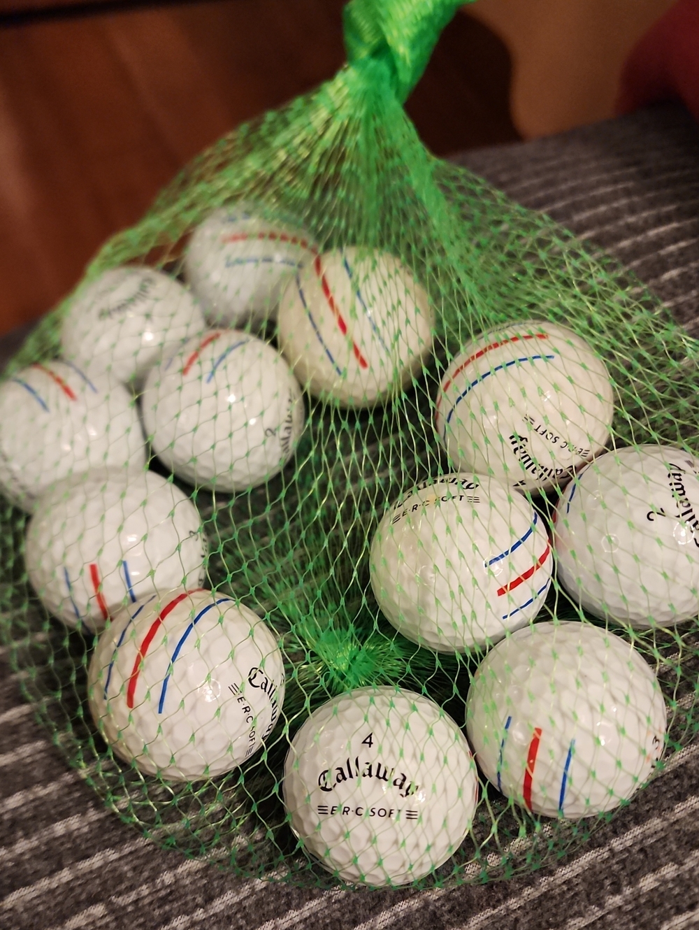 Callaway White Golf Balls with Red & Blue Stripes